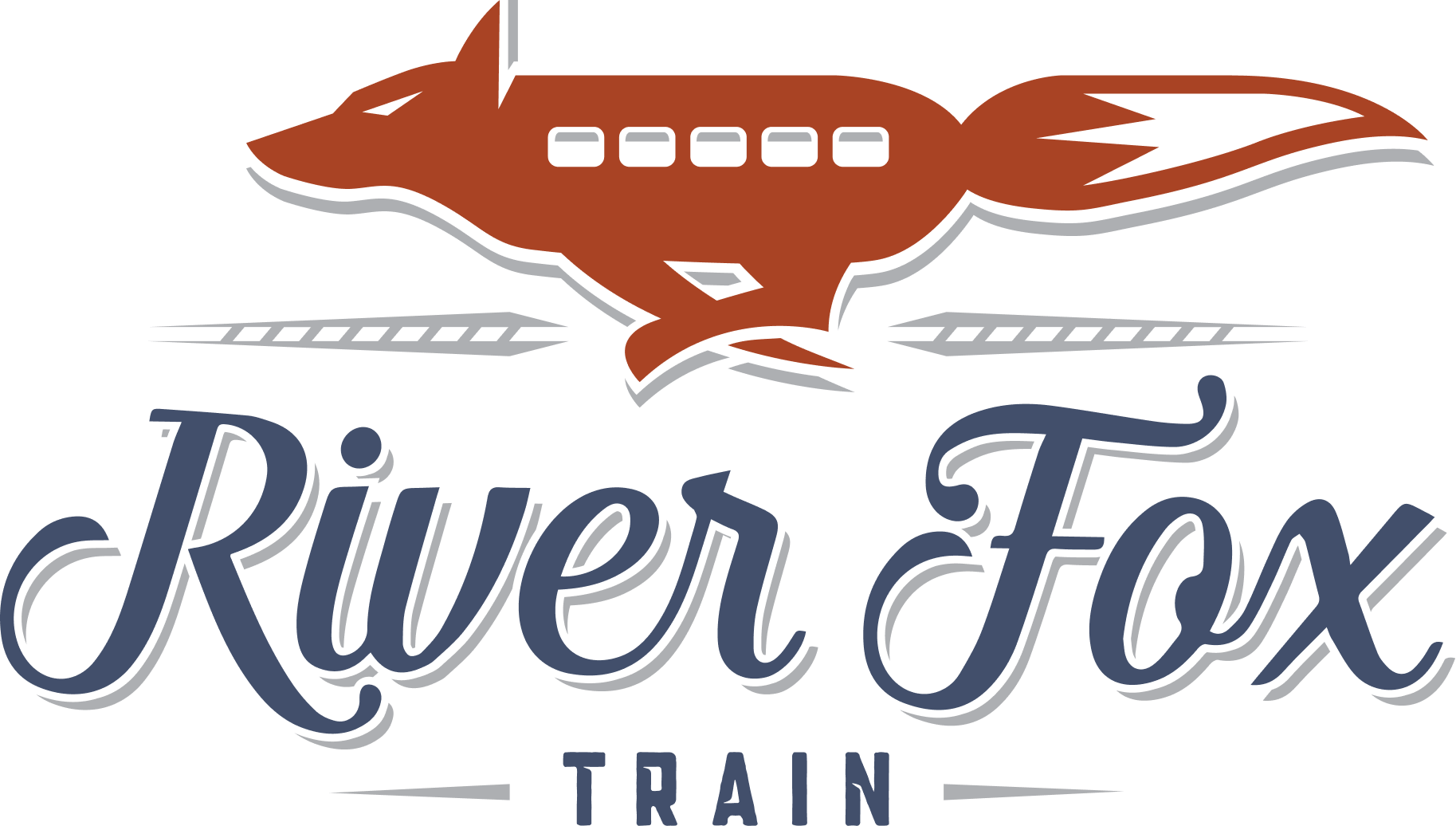 Logo of a red fox shaped like a train, with 'River Fox Train' text below.